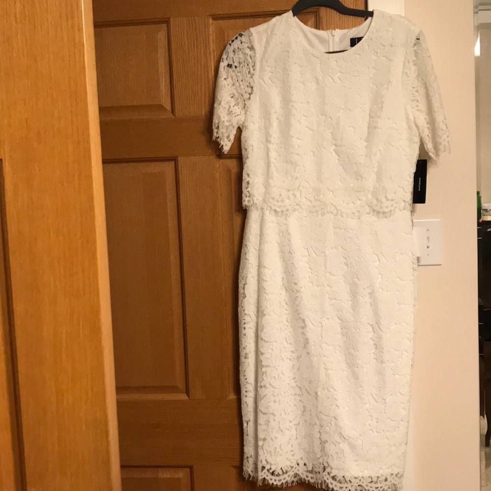 White lace mid length dress